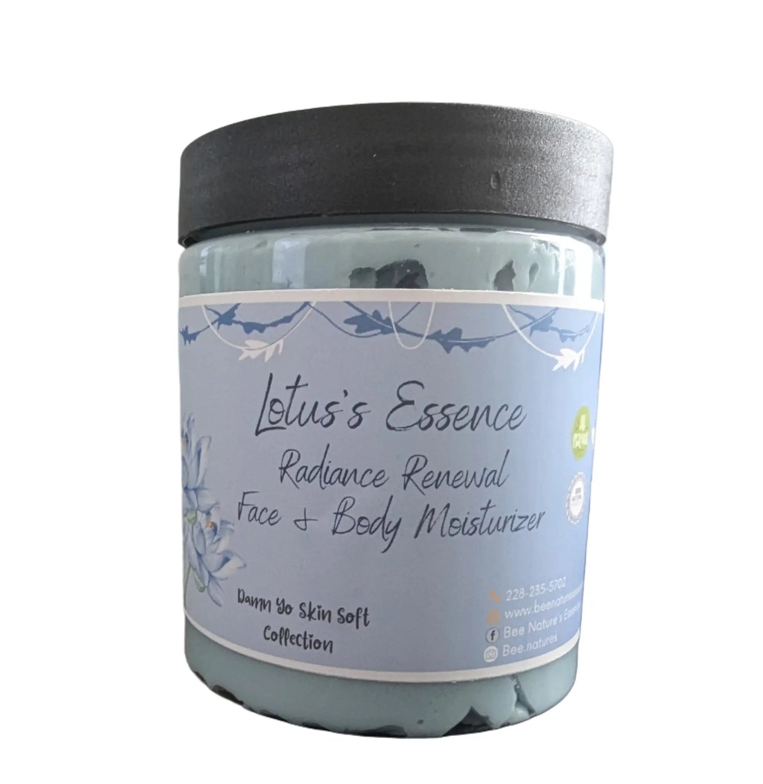 Lotus’s Essence face and body moisturizer featuring a purple label in natural skin care collection.