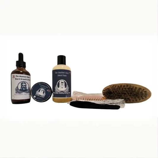 Beard grooming kit by Osasere Imaghodor Great Products featuring oils, balm, and combs