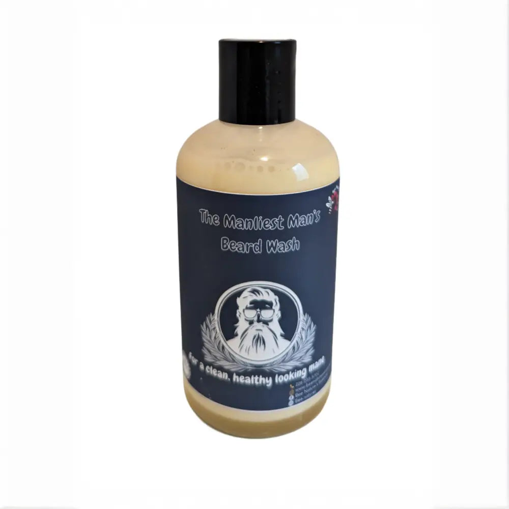 Bottle of beard wash with bearded logo on label from Osasere Imaghodor Great Products