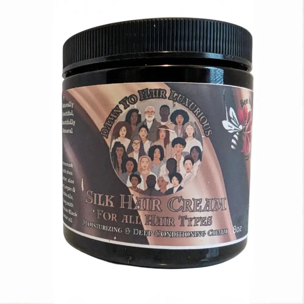 Black jar of Silk Hair Cream ideal for all hair types in the Luxurious Hair Bundle by Osasere Imaghodor