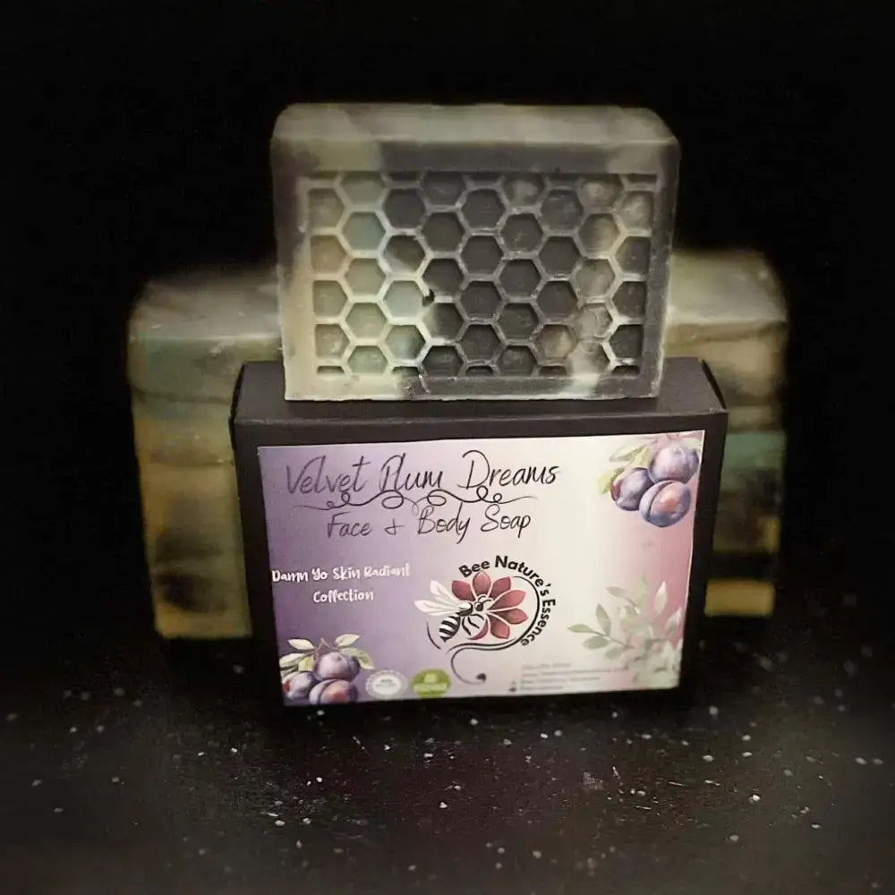 Velvet Plum Dreams Natural Soap bar by Osasere Imaghodor with honeycomb pattern design